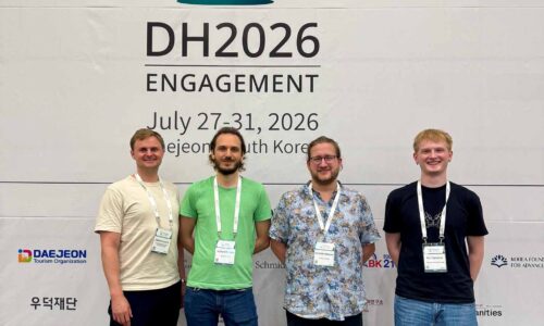 Nils Hamann in Front of Logo of DH 2026 in Daejeon, South Korea