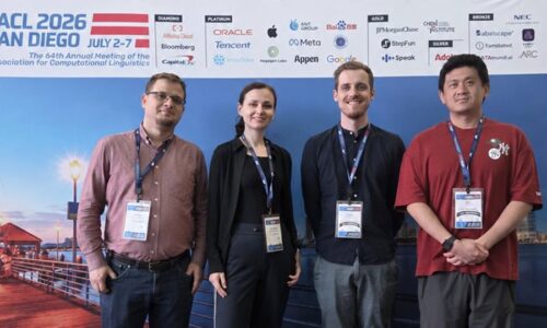 Photo. Bernhard Stadler, Klaudia-Doris Thellmann, Tobias Schreieder and Zhan Qu at ACL 2026.
