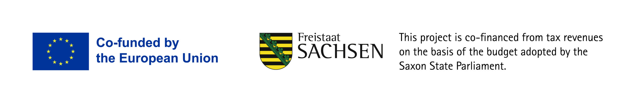 Logos. Co-funded by the European Union. Freistaat Sachsen. This project is co-financed from tax revenues on the basis of the budget adopted by the Saxon State Parliament.