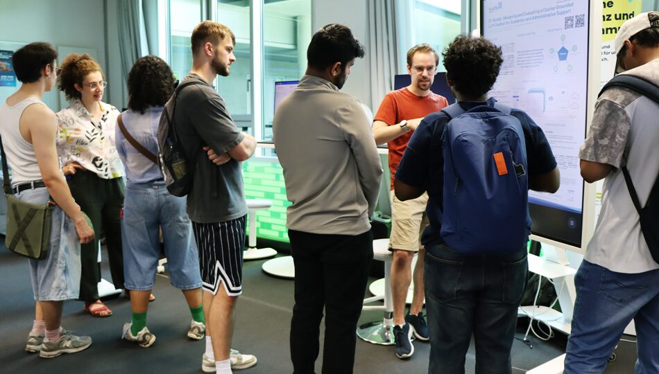 Photo. The NAIC junior research group is introducing Metis to interested visitors.