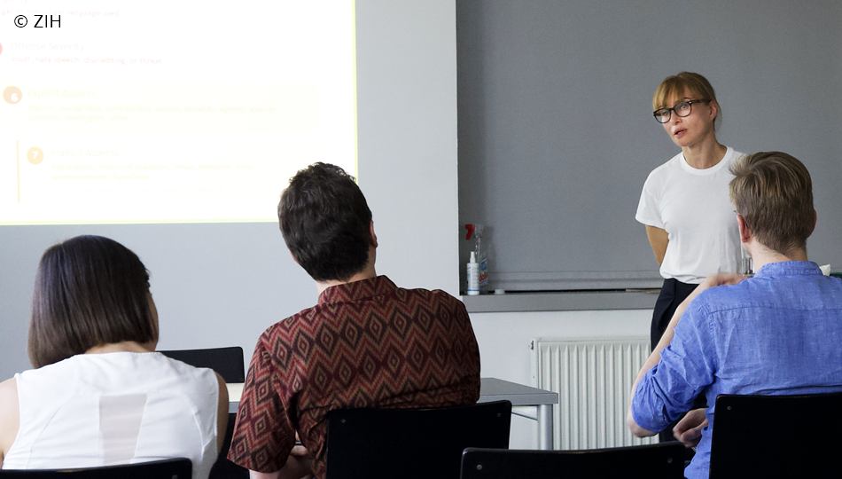 Photo. Dr. Marina Litvak is giving her lecture "From Understanding Language to Assisting Humans: Context-Aware AI for Communication and Software".