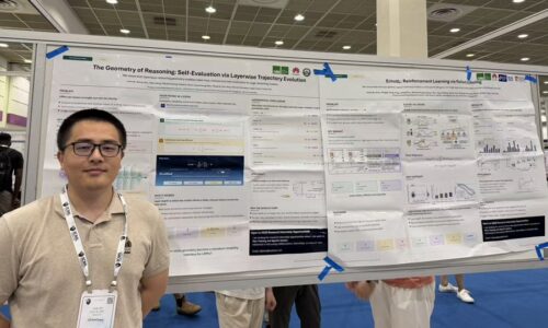 Photo. Jinhe Bi is presenting the paper "EchoRL: Reinforcement Learning via Rollout Echoing", which was co-authored by Michael Färber from ScaDS.AI Dresden/Leipzig.