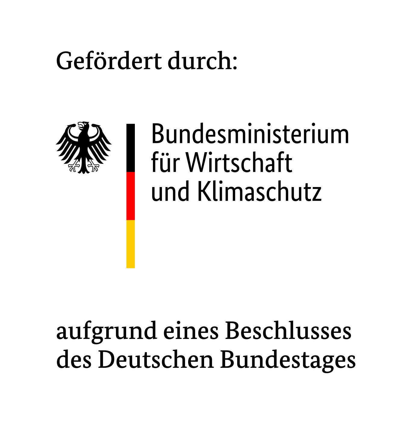 Logo. Gefördert durch: Bundesministerium für Wirtschaft und Klimaschutz aufgrund eines Beschlusses des Deutschen Bundestages.