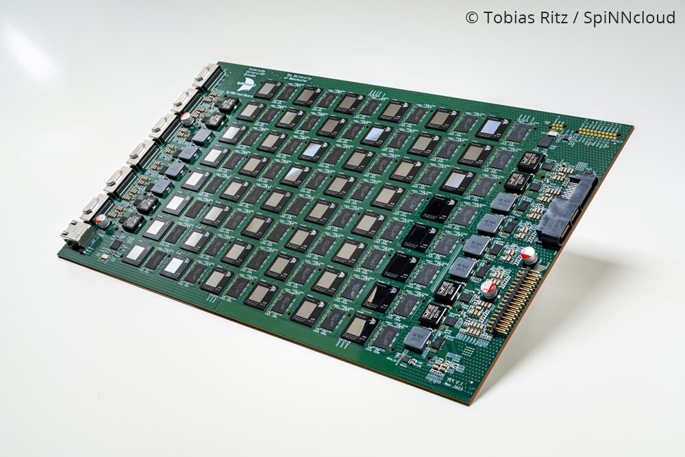 Photo. SpiNNcloud Server Board with 48 SpiNNaker2 chips. © Tobias Ritz / SpiNNcloud