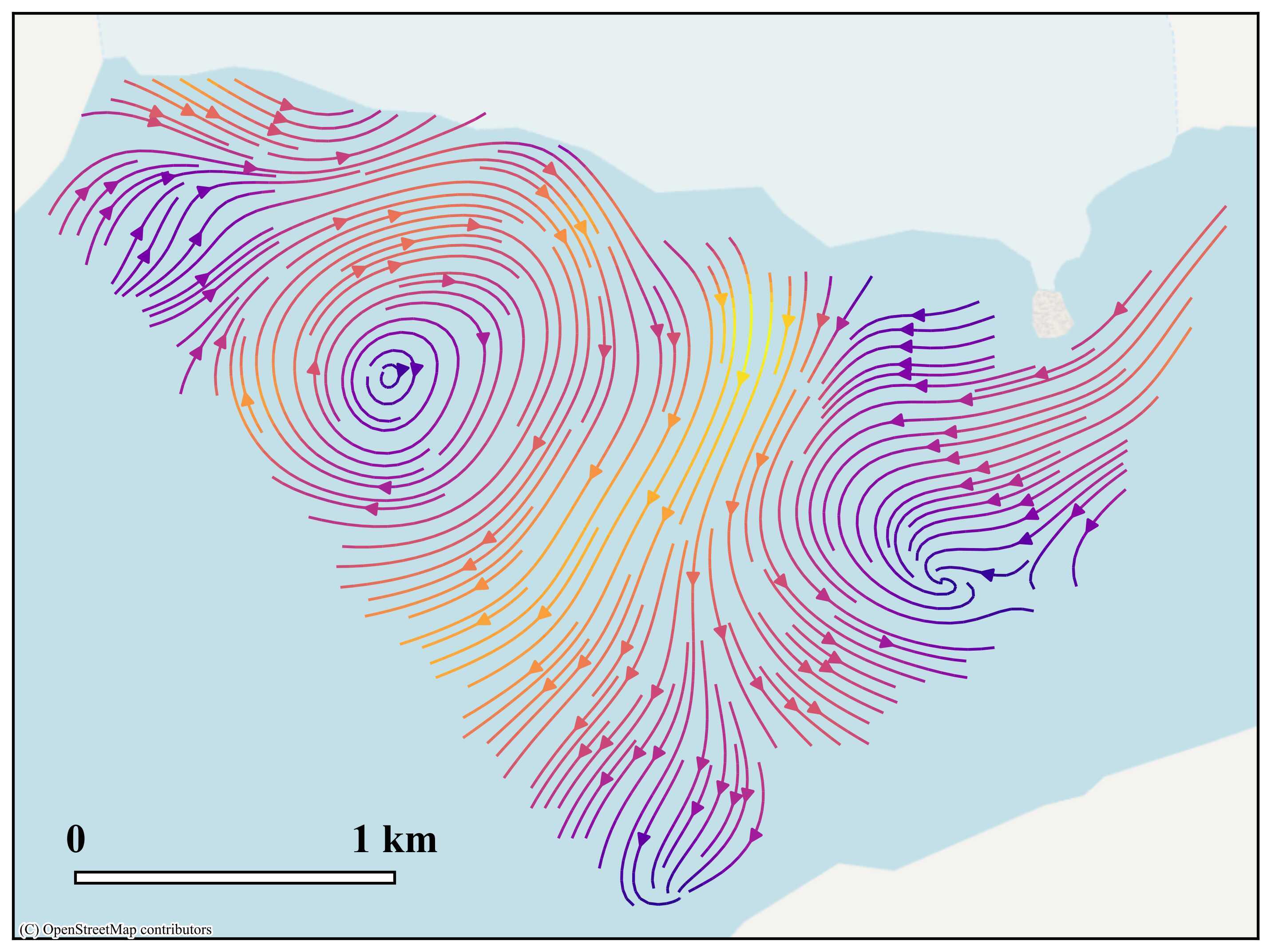 Circulation streamlines derived from georeferenced iceberg trajectories.